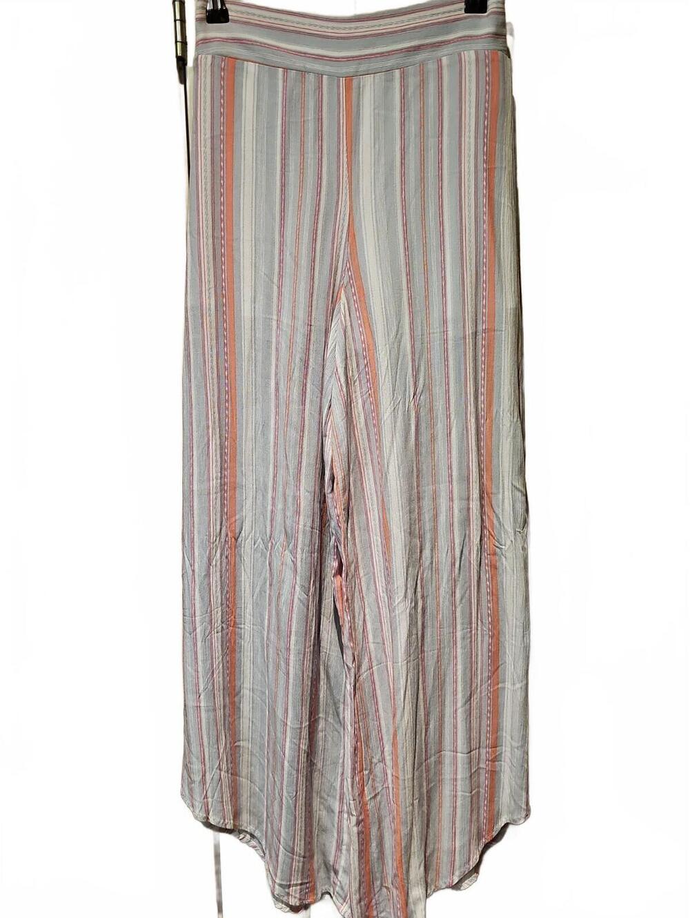 Mi Ami Striped Boho Wide Leg Pants Asymmetrical Partial Lined Small